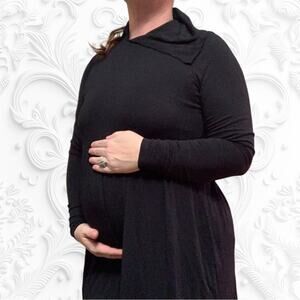 Motherhood Large Black Maternity dress Soft Comfortable Long sleeve flare neck